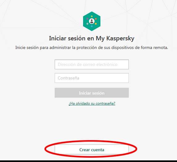 crear cuenta kaspersky antivirus gratis